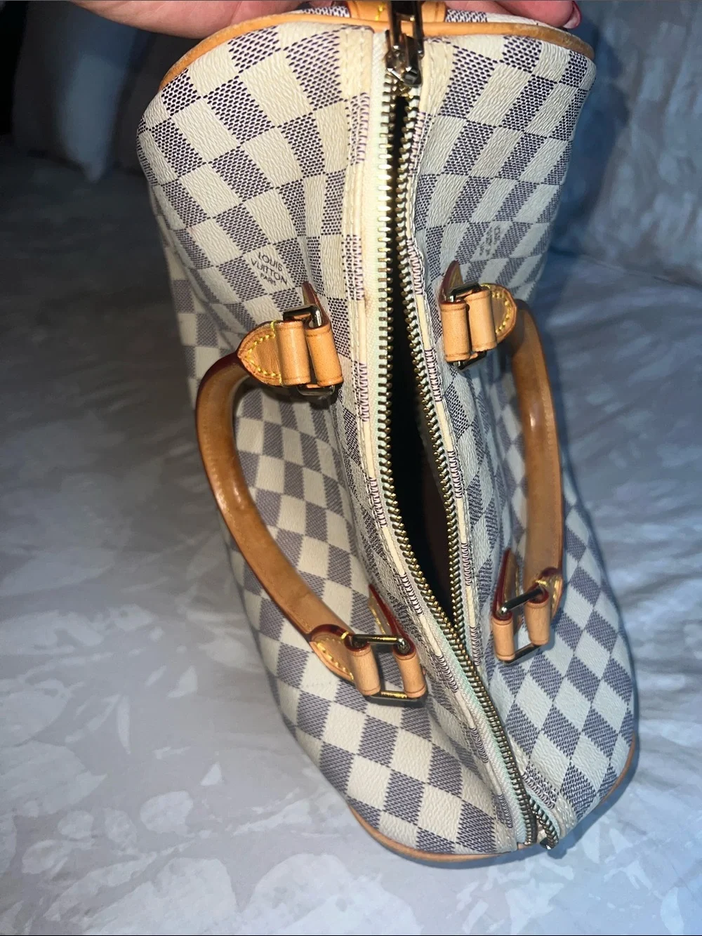 Checkered handbag - White/Blue Check